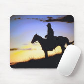 Western Cowboy Sunset Silhouette Mousepad (Mit Mouse)