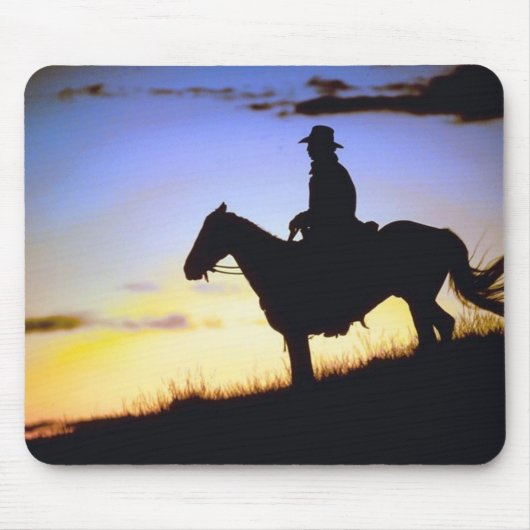 Western Cowboy Sunset Silhouette Mousepad (Vorne)