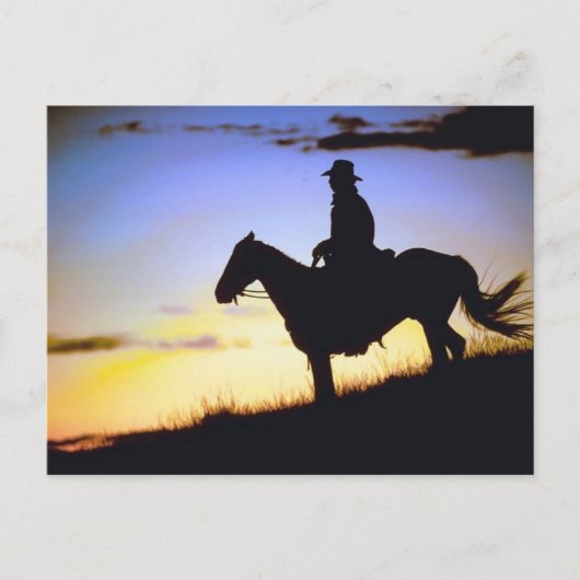 Western Cowboy Sunset Silhouette Postkarte (Vorderseite)