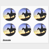 Western Cowboy Sunset Silhouette Runder Aufkleber (Blatt)