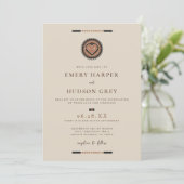 Western Cowboy Sweethearts Geometric Wedding Einladung (Stehend Vorderseite)