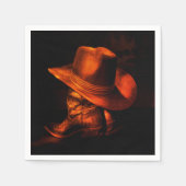 Western Cowboy Theme Hat & Boots Paper Napkin Serviette (Vorderseite)