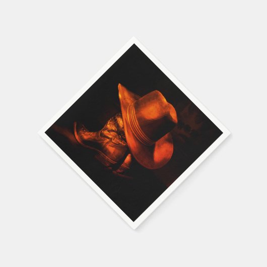 Western Cowboy Theme Hat & Boots Paper Napkin Serviette (Ecke)