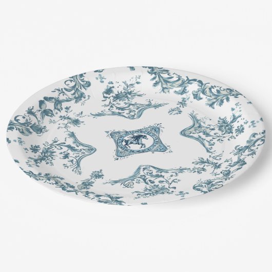 Western Cowboy Toile de Jouy Bandana Designpferd Pappteller (Schrägansicht)