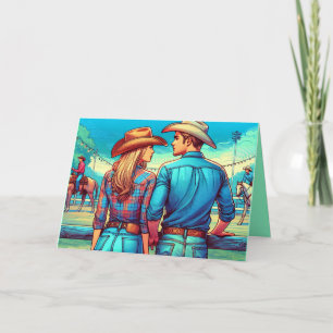 Western Cowboy und Cowgirl Watching Riders Custom Karte