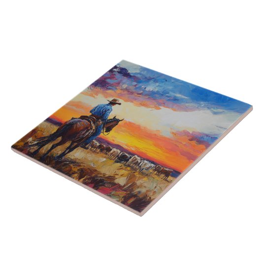 Western Cowboy und Herdentrivet Fliese (Seite)