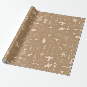 Western-Cowboy- und Kaktus-Geschenkpapier Geschenkpapier