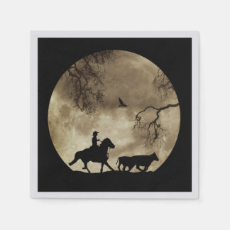 Western Cowboy und Pferd im Mondlicht Serviette