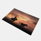 Western Cowboy und Pferde Fußmatte (Schrägansicht)