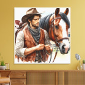 Western Cowboy und Pferdeschlitten Leinwand drucks (Insitu (Wohnzimmer))