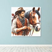 Western Cowboy und Pferdeschlitten Leinwand drucks (Insitu (Holzboden))
