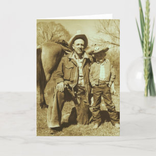Western Cowboy Vater Son Vintage Fotokarte Karte