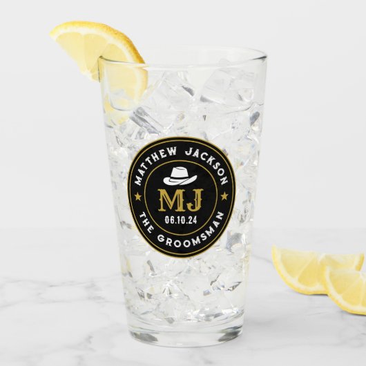 Western Cowboy Vintage Logos Personalisierte Trauz Glas (Vorderseite Ice)