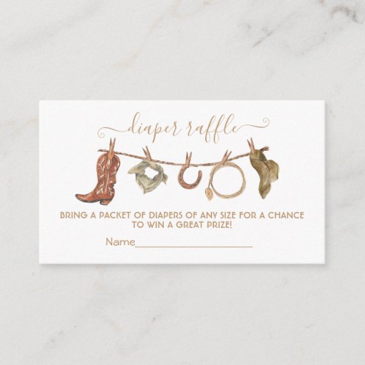 Western Cowboy-Wäscheleine Windelaufkleber Begleitkarte (Vorderseite)