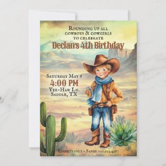 Western Cowboy Watercolor Style Geburtstagsparty Einladung