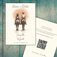 Western Cowboy Wedding Save the Date QR Code