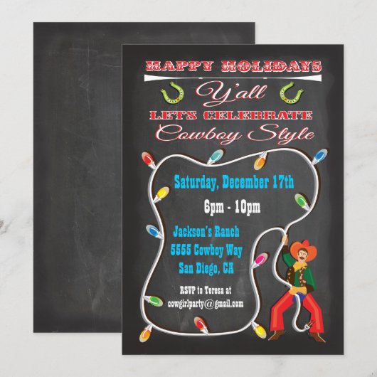 Western Cowboy Weihnachten Party Einladungen (Vorne/Hinten)