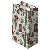 Western Cowboy Weihnachten Rot und Grün Kleine Geschenktüte (Rückseite Schrägansicht)