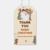 Western Cowboy Weihnachts-Party Dankeschön Sie für Geschenkanhänger (Rückseite)