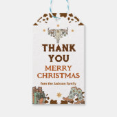 Western Cowboy Weihnachts-Party Dankeschön Sie für Geschenkanhänger (Vorderseite)