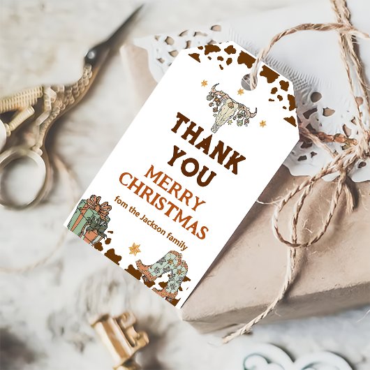 Western Cowboy Weihnachts-Party Dankeschön Sie für Geschenkanhänger