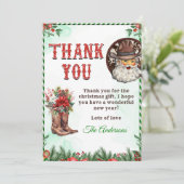 Western Cowboy Weihnachts-Party Dankeskarte (Stehend Vorderseite)