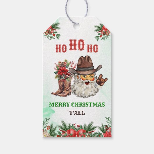 Western Cowboy Weihnachts-Party Geschenkanhänger (Vorderseite)