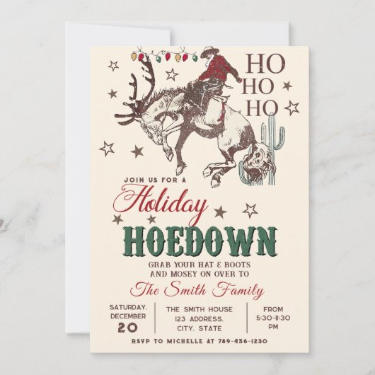 Western Cowboy Weihnachtsfeiertag Hoedown Party Einladung (Vorderseite)