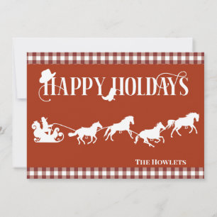 Western Cowboy Weihnachtsmann Schlitten Pferd Weih Feiertagskarte