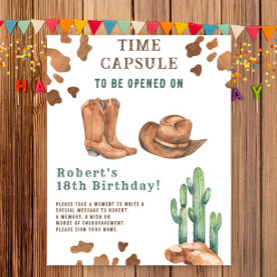 Western Cowboy Zeitkapsel 1. Geburtstag Poster