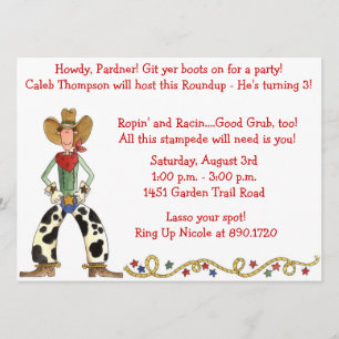 Western-Cowboy-Zusammenfassungs-Geburtstags-Party Einladung