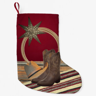 Western-Cowboyhut lädt Seil und Stern auf Kleiner Weihnachtsstrumpf
