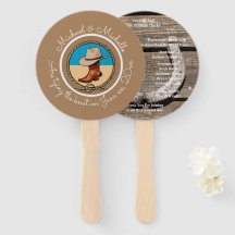 Western Cowboyhut und Stiefelhufeisen Hochzeitsfan