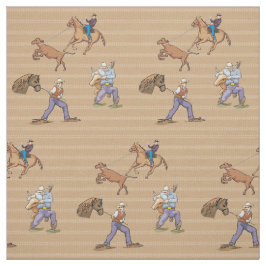Western Cowboys Horse Roping Steer Fabric Stoff