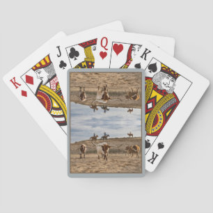 Western Cowboys mit Longhorn-Rindern Spiegel Spielkarten