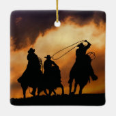 Western Cowboys Roping Keramikornament (Rückseite)