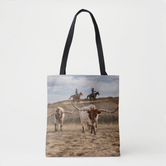 Western Cowboys with Longhorn Cattle Tasche (Vorderseite)