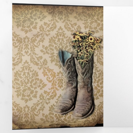 Western-Cowboystiefel Dreifach Gefaltete Karte (Innen Erste Seite)