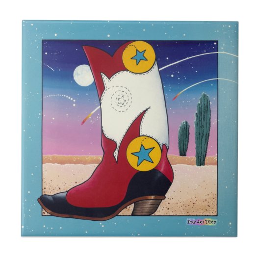 Western-Cowboystiefel-Keramik-Fliese Fliese (Vorderseite)