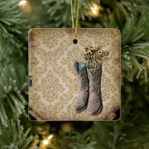 Western-Cowboystiefel Keramikornament