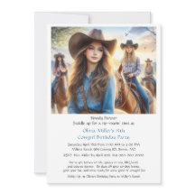 Western Cowgirl 15. Geburtstagsparty Einladung