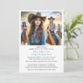 Western Cowgirl 15. Geburtstagsparty Einladung (Stehend Vorderseite)