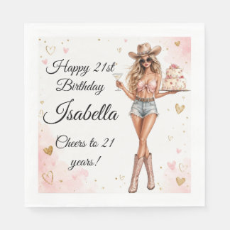 Western Cowgirl 21. Geburtstag Chic Serviette