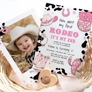 Western Cowgirl 2 Rodeo Foto Geburtstagsparty Einladung