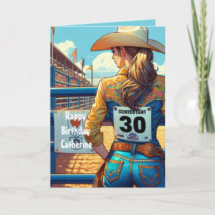 Western Cowgirl 30. Geburtstag Rodeo Custom Karte