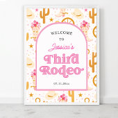Western Cowgirl 3rd Rodeo Third Birthday Welcome Poster