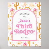 Western Cowgirl 3rd Rodeo Third Birthday Welcome Poster (Vorne)