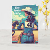 Western Cowgirl 40. Geburtstag Rodeo Custom Karte (Gelbe Blume)