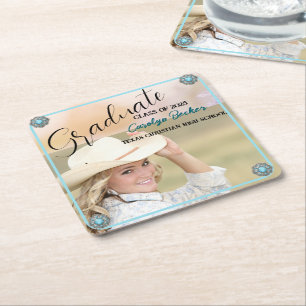 Western Cowgirl Abschluss Foto Paper Untersetzer
