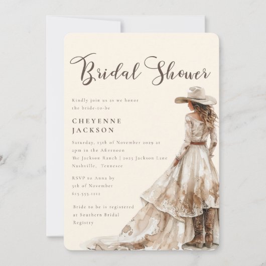 Western Cowgirl and Lace Bridal Shower  Invitation Einladung (Vorderseite)